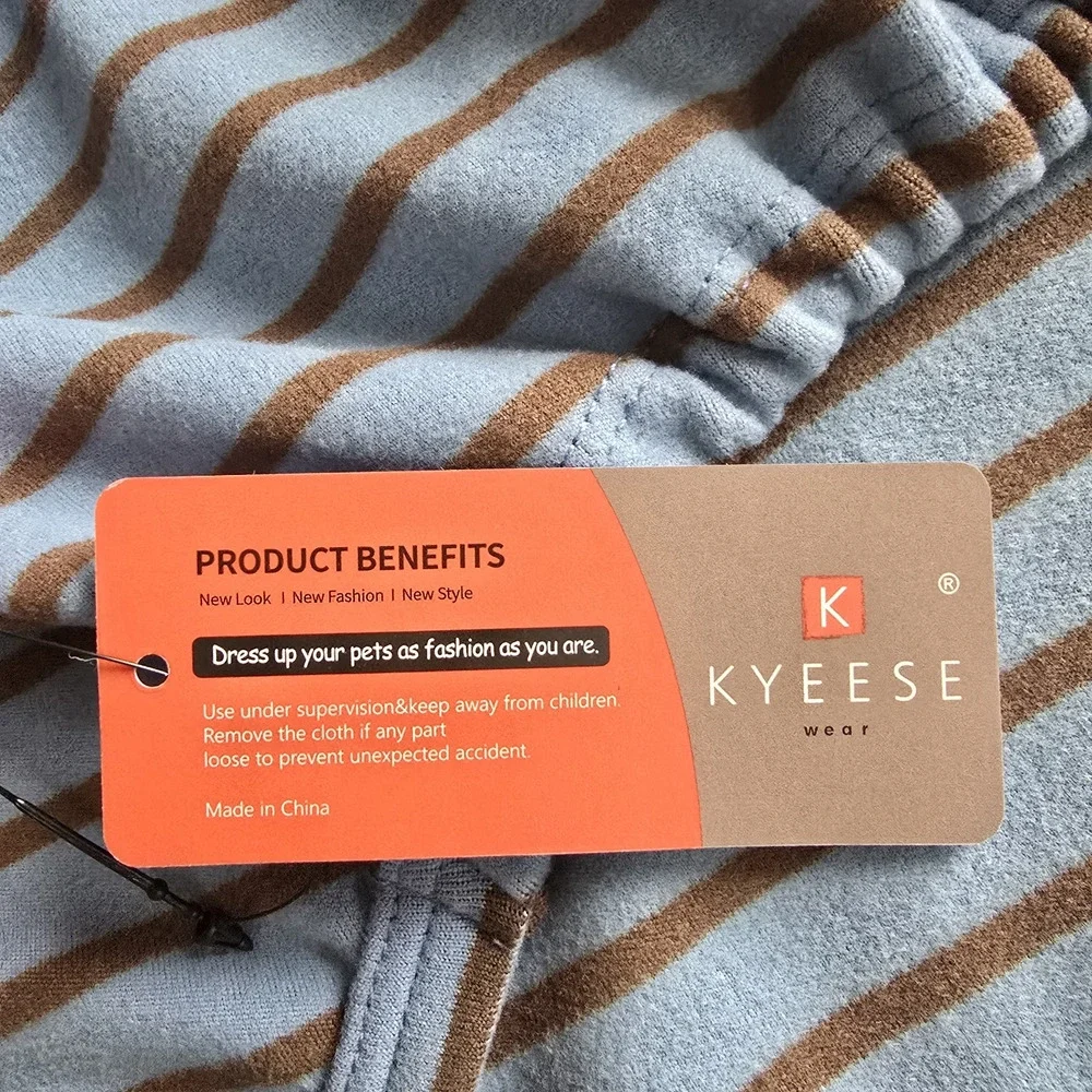 Kyeese Wear Dog Shirt XXL Blue Brown Striped Raglan Pet Tee NWT